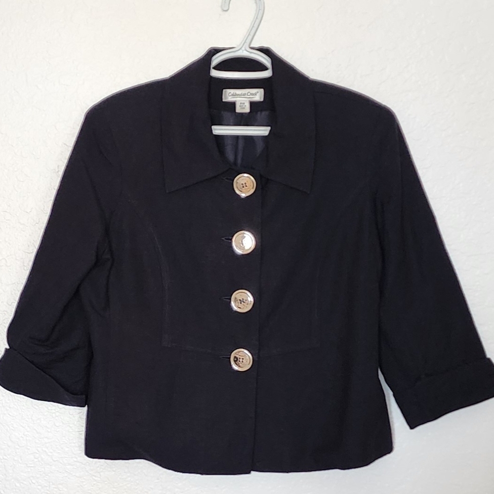 Coldwater Creek Blue Linen Jacket. Size P14